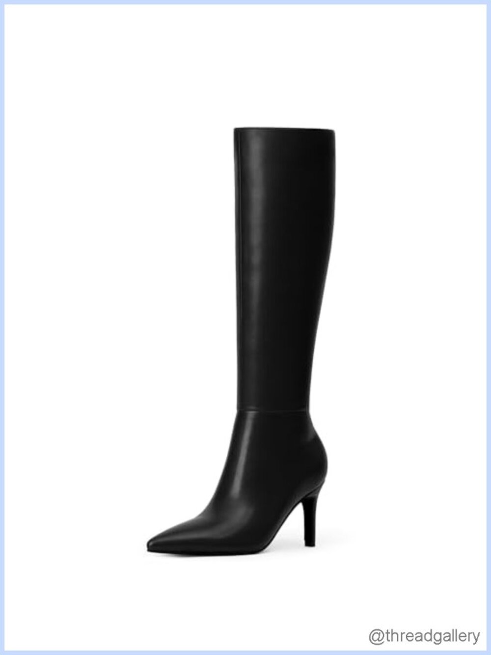 Knee High Boots Pointed Toe Stiletto Heel Tall Faux Leather Women